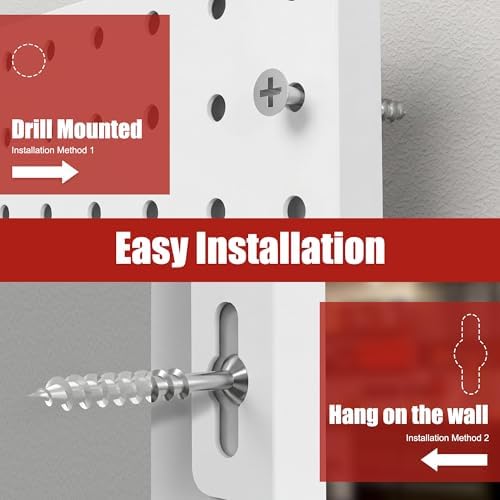 8 Pack Metal Peg Board Panels with 50 Hooks, White - Image 6