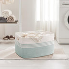 72L Large Woven Laundry Basket Hamper with Handles, Green - Image 3