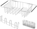 NiuYichee Stainless Steel Dish Drying Rack (15" L X 11" W X 4.1" H), Expandable Drain Rack Over Sink, Dish Drainer Rack in Sink, with Utensil Holder & 4 Hooks Cup Hanger by NiuYichee