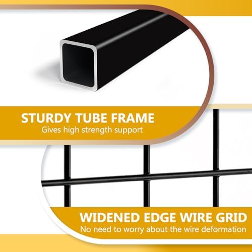 3' x 6' Grid Wall Panels Standing Wire Grid, Sturdy Display Rack with T-Base Wheels Freestanding Gridwall Panel Tower for Shows, Black - Image 4