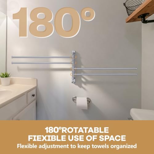 Teenyyou 20.4" Swivel Towel Rack 4 Arms 304 Stainless Steel Sliver - Image 6