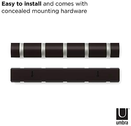Umbra Flip Coat Rack, Wall Mounted 5-Hook Space Saving, Espresso/Nickel - Image 5