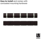 Umbra Flip Coat Rack, Wall Mounted 5-Hook Space Saving, Espresso/Nickel - Image 5