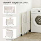 WOWLIVE Laundry Basket 3 Section, Handwoven Laundry Hamper with Wheels - Image 7