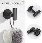 TURS Matte Black 8 Pieces Bathroom Hardware Set, SUS304 Stainless Steel 24 Inch and 20 Inch Bath Towel Bar Set, Round Bathroom Accessories Kit Wall Mounted Towel Holder - Image 5