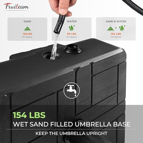 FRUITEAM 155 LBS Fillable Mobile Umbrella Base with Wheels - Image 6