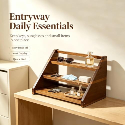 Acacia Wooden Spice Rack for Countertop - 3 Tiered Spice Rack Organizer for Cabinet - Kitchen Spices Organizers Holds 21 Jars - Spices Shelf for Kitchen Storage Pantry Seasoning Organizer - Image 6