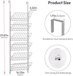 SWTYMIKI Over the Door Shoe Organizer - Adjustable 6 Tier Hanging Shoe Rack Organizer, Metal Heavy Duty Behind Door Storage or Wall Mount Shoes Shelf for Flats, Heels, Sneakers, Boots, Silver - Image 2