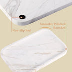 Karibiber Marble Vanity Tray, Marble Bathroom Tray Countertop, Decorative Trays for Dresser Organizer, White Stone Storage Serving Trays for Kitchen, Perfume, Jewelry Cathall Holder, Unique Veining - Image 4