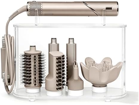 Affogato Storage Holder Compatible with Shark FlexStyle HD430C, Desktop Organizer for Storage Attachments, Acrylic Hairdryer Rack with Cord Hanger for Accessories Curlers Brushes Diffuser by Affogato