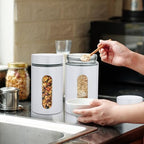 Mimorou 6 Pack 32 oz Airtight Stainless Steel Kitchen Canisters, White - Image 5