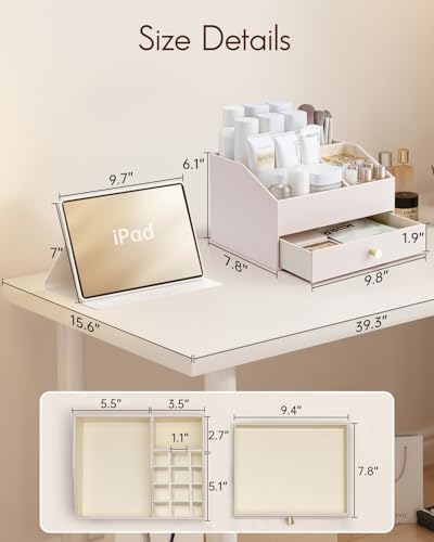 VLANDO 2-Layer Vanity Organizer with Drawers for Vanity,Apricot White - Image 2