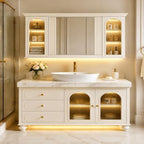 94 IN Freestanding Single Sink Bathroom Vanity Set with LED Mirror Cabinet by FMMC