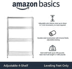 Amazon Basics 4-Shelf Adjustable Heavy Duty Steel Wire Rack Storage Shelving Unit for Kitchen, Garage, Easy Assembly, 350 lbs Per Shelf, 36" x 14" x 54", Chrome Silver - Image 2