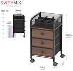 SWTYMIKI Rolling Makeup Organizer Cart - Under Desk Vanity Makeup Storage with 3 Non-woven Drawers, Nail Cart Organizer Cosmetic Display Cases Cabinet for Skin Care Perfume Nail Polish Brush Hair Tool - Image 2