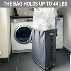 Goodpick 2-Pack Laundry Basket with Wheels & Wash Bag, Hamper for Dorm, 75L - Image 6