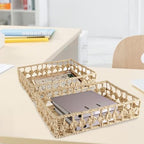 2 Pack File Folders Organizer,Woven Storage Basket for Folders,Mail,Letter,Office Supplies Desk Accessories for Women,Paper Letter Tray Desk Organizer,Stackable File Storage Desktop Organizer - Image 5