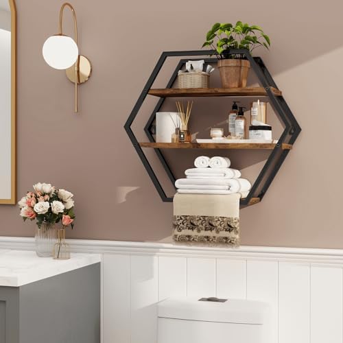 Hexagon Shelves for Wall, Decorative Hexagon Floating Shelves - Image 2