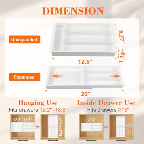 Briwooody 3 Pcs Hanging Sliding Drawer Tray with Adjustable Dividers - Image 2