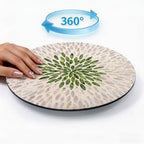 13.4" Mother of Pearl Lazy Susan, Table Centerpiece Round Shell Decorative Lazy Susan Turntable Rotating Tray Organizer for Cabinet Counter Gift Kitchen Office Cafe Home Decor (White Green) - Image 5