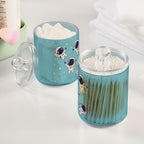 Fustylead 4 Pack Cute Astronauts in Space Qtip Holder Dispensers for Cotton Swab, Ball, Round Pads, Floss, Plastic Apothecary Jar Set for Bathroom Canister Storage - Image 4