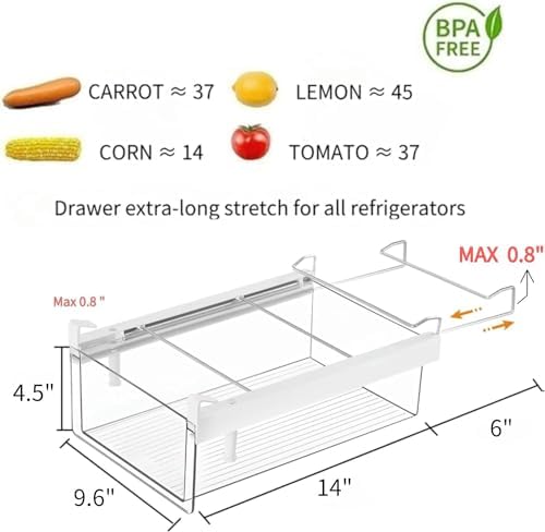 Large Fridge Drawer Organizer 14in-20in Upgradation Refrigerator Undershelf Drawer, Extra-Deep Storage Deli Meat, Cheese, Eggs, Fruit, Vegetable - Image 5