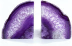 Geode Bookends 3-4 lbs Decorative Heavy Crystal Stone Book Ends for Shelves Dyed Purple 1 Pair by XMHOME