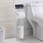 SunnyPoint Bathroom Heavyweight Toilet Tissue Paper Roll Storage Holder Stand with Reserve and Shelve, The Reserve Area Has Enough Space to Store Mega Rolls. (Chrome) - Image 3