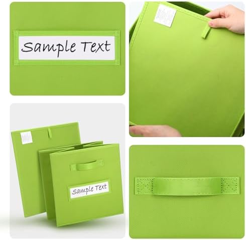 Fabric storage cubes (8 Pack) 11 Inch Cube Storage Bin, cube organizer bins with 8 Labels Window Cards & a Pen, Foldable cube organizer bins and Storage Box, lime green - Image 3