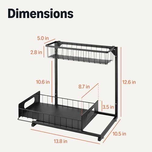 Amazon Basics L-Shape Under Sink Storage Pull Out Cabinet Organizer, Space-Saving Design, Durable and Rust-Resistant, Black, Pack of 2 - Image 5
