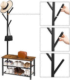 HOOBRO Coat Rack Shoe Bench, 3-Tier Shoe Rack, Industrial Storage Bench - Image 6