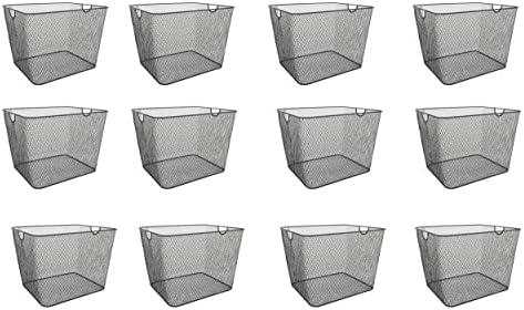 YBM HOME Household Wire Mesh Metal Steel Storage Basket Organizer, Open Bin Shelf Organizer for Kitchen, Cabinet, Pantry, Fruit and Vegetables (12-Pack, 14x10x8.8) 1040s-12 by YBMHome