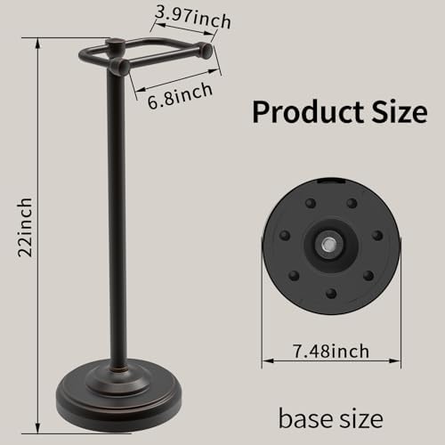 Toilet Paper Holder Stand, Freestanding Toilet Paper Holder,Farmhouse Post Pivoting Toilet Paper Stand with Stable Weighted Base,Stainless Steel Tissue Roll Holder Stand for Bathroom,Oil Rubbed Bronze - Image 2
