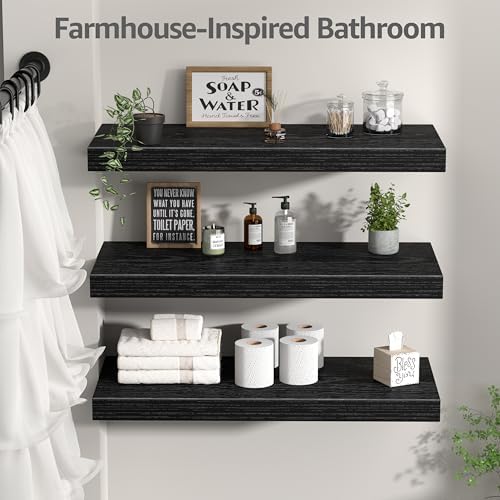 QEEIG 10" Deep Floating Shelves for Wall (Black, Set of 3, 23.6" x 10") - Image 6