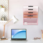 EASEPRES 6 Tier Mesh Hanging Wall File Organizer, Desk Vertical Mail Paper Document Folder Holder Rack with Bottom Tray and Nametag Label for Office Home School, Pink - Image 6