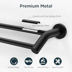 FORIOUS Double Towel Bar 24", Bathroom Towel Holder Rod Wall Mounted Black - Image 5