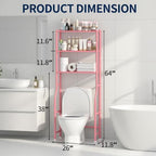 Livilord 3-Tier Over Toilet Storage Rack, Anti-Wobble, Pink - Image 2