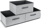 DAYARD Fabric Bins [3-Pack], Foldable Cube Baskets Storage Boxes for Shelves, Closet, Bookshelf, Nursery Organizer Containers, 16 x 11 x 8 inch Grey… by DAYARD