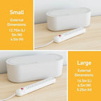 D-Line Cable Management Box, Power Strip Holder, Floor Outlet Hiders, Desk Cord Organizer, Cover TV Wires, Wire Storage – 16.5 in (Length) x 6.5in (Width) x 5.25in (Height) - Large, White - Image 4
