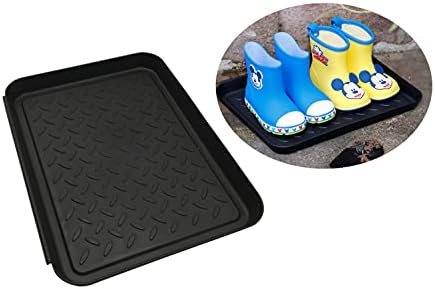 Home-Garden Multi-Purpose Boot Mat Tray Indoor & Outdoor Waterproof Plastic Shoe Mat Pet Bowl for Floor Protector - Black, 3 Packs - Image 4