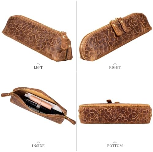 Gexmil Genuine Leather Pen Case, Hand-made Stationery Bag for Work Office - Image 4