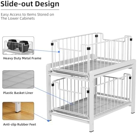 2-Tier Pull Out Cabinet Organizer, Slide Out Under Sink Organizer - Image 4