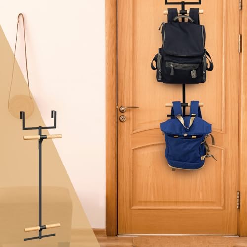 Briwooody Over Door Backpack Hanger, 2 Tier Metal Storage Hooks,Black,1 - Image 5