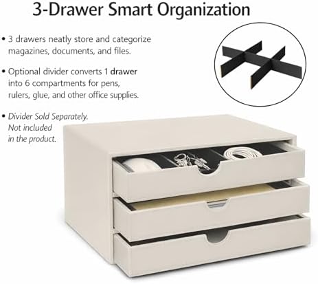 UnionBasic Document Organizer, 3-Drawer File Cabinet Document Storage Box, Office Desktop Filing Organizer, Feather Gray - Image 4