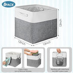 meekoo 8 Pack Fabric Storage Bins Baskets, 12 x 12 x 12 in, Gray White - Image 4