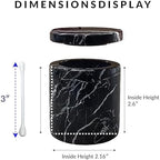 Black Marble Canister with Lid, Round Qtip Container, 3 diam x 3.5 ht Inch Sturdy Storage Jar, Bathroom Essentials Marble Canister for Cotton Balls, jewelry, Bath Salt - Image 2