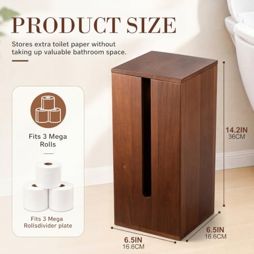 Wooden Toilet Paper Roll Holder, Toilet Paper Stand, Rectangle - Image 2