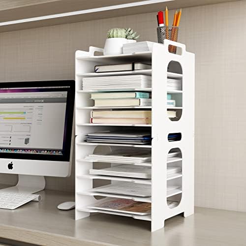 Natwind 10-Tier Office File Organizer For Desk,Paper Sorter,White - Image 7