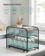 SONGMICS 4-Tier Pull Out Cabinet Organizers, Under Sink Organizer, Bathroom Organizer and Storage, Sliding Basket Drawers, Stackable for Kitchen, Bathroom, Ink Black UKCS017B02 - Image 5