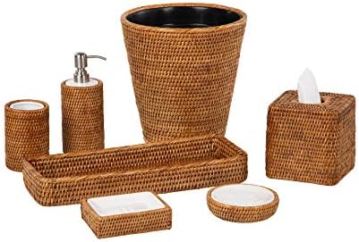 KOUBOO La Jolla Rattan Bathroom Tumbler and Toothbrush Holder (10fl.oz.), Honey-Brown - Image 7